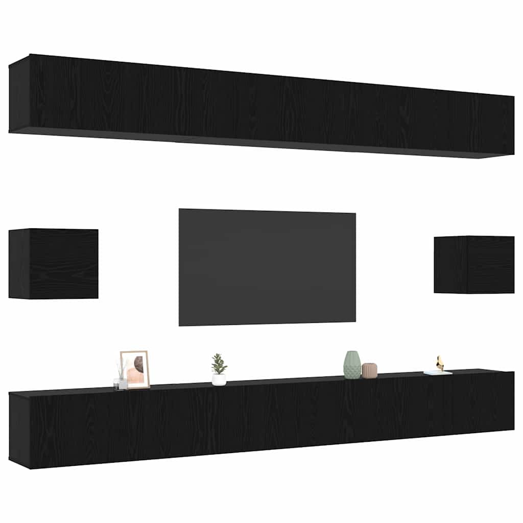 vidaXL Σετ επίπλου τηλεόρασης 8 pcs Μαύρη δρυς 100 x 30 x 30 cm