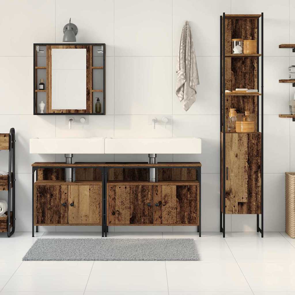 vidaXL Σετ Ντουλαπιών Μπάνιου 4 pcs Παλαιό ξύλο Επεξεργασμένο ξύλο
