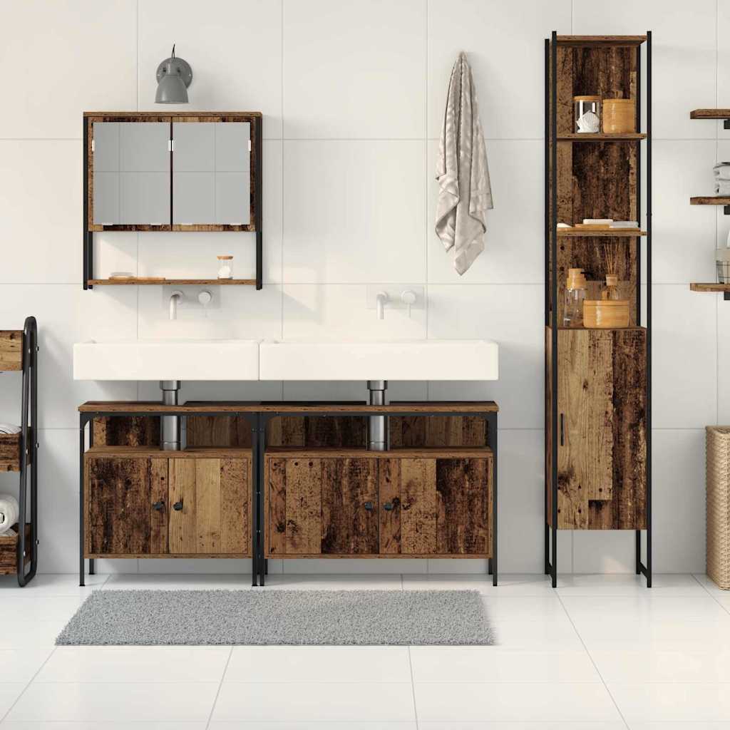 vidaXL Σετ Επίπλων Μπάνιου 4 pcs Παλαιό ξύλο 33 x 33 x 185.5 εκ