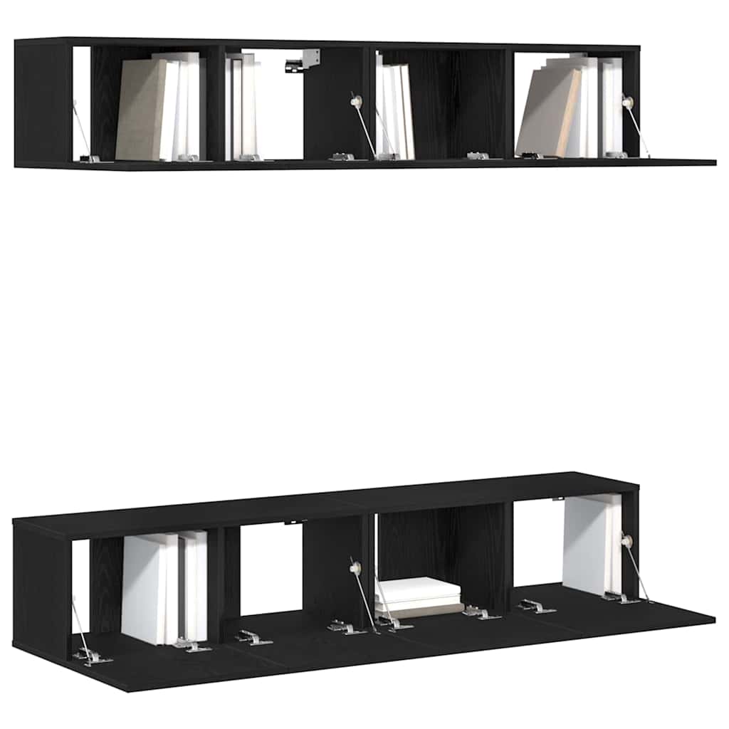vidaXL Σετ επίπλου τηλεόρασης 4 pcs Μαύρη Οξυά 80 x 30 x 30 εκ