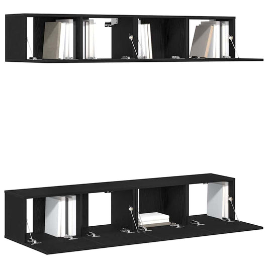 vidaXL Σετ επίπλου τηλεόρασης 4 pcs Μαύρη Οξυά 80 x 30 x 30 εκ