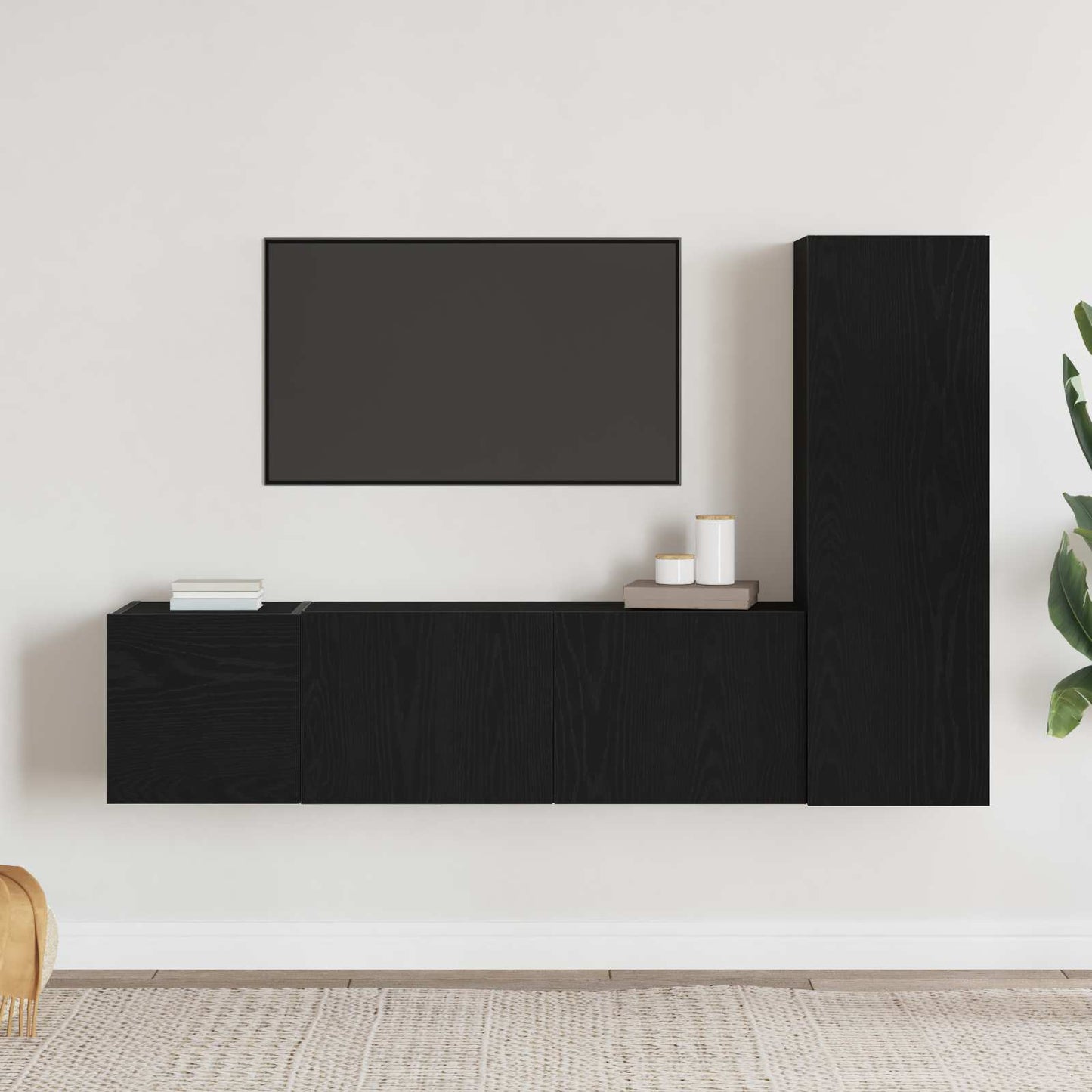 vidaXL Σετ επίπλου τηλεόρασης 3 pcs Μαύρη Οξυά 130,5 x 30 x 140 εκ