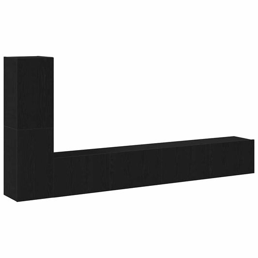σετ τηλεοπτικής μονάδας 3 τεμαχίων τοίχου vidaXL Μαύρο Δρυς Επεξεργασμένο Ξύλο