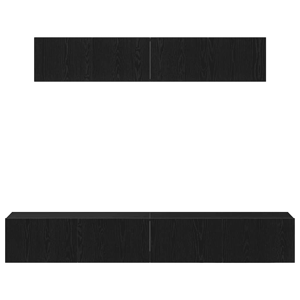 σετ βάθρου τηλεόρασης 4 τεμαχίων vidaXL Μαύρο Επεξεργασμένο Ξύλο