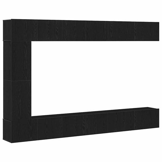vidaXL Set Τηλεόρασης 7 Τεμαχίων Τοίχου Μαύρου Δρυός από Επεξεργασμένο Ξύλο