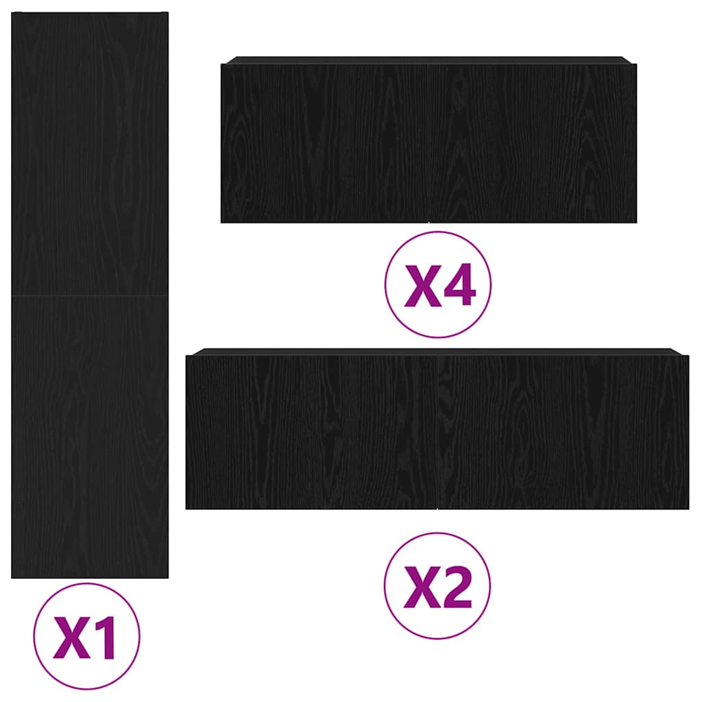 vidaXL Σετ επίπλου τηλεόρασης 9 pcs Μαύρη Οξυά Επεξεργασμένο ξύλο