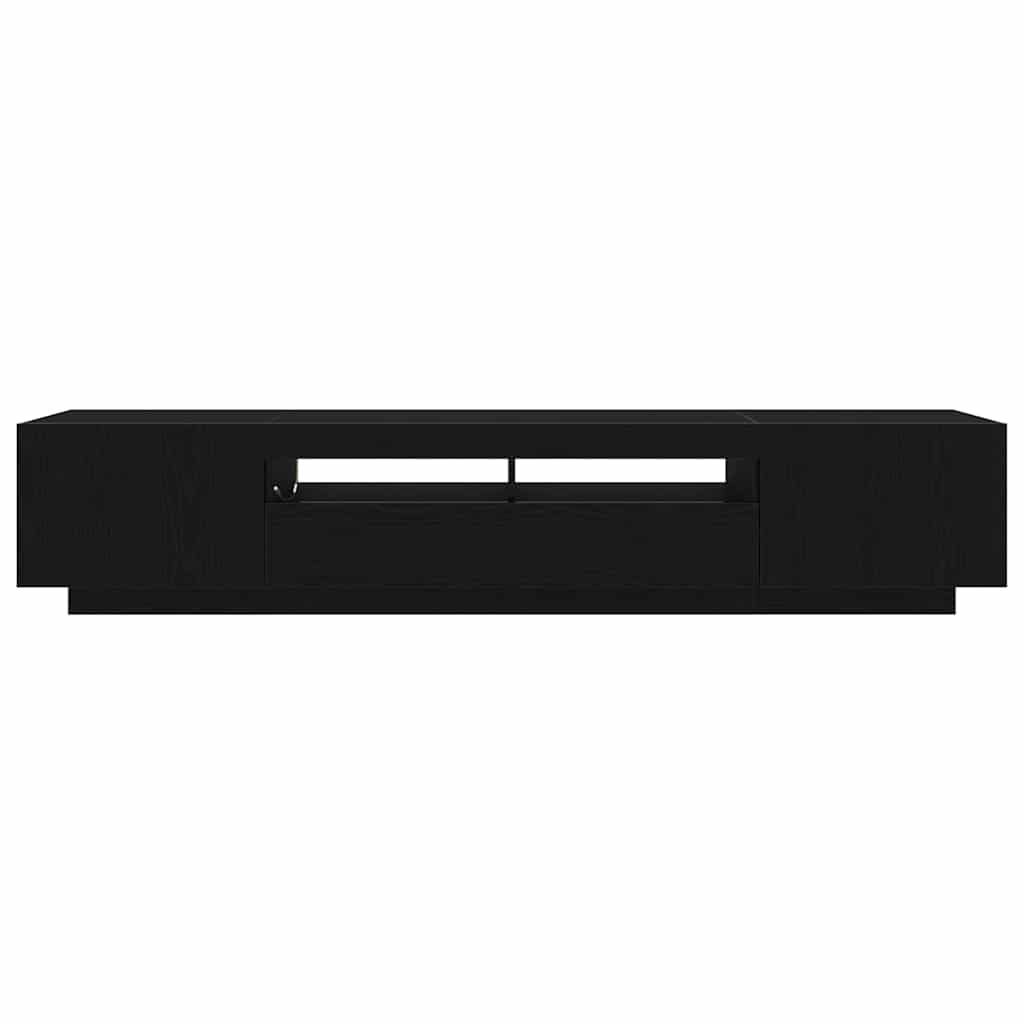 vidaXL Τηλεοπτική ντουλάπα με LED Φώτα Μαύρη Δρυς 200x35x40 εκ Επεξεργασμένο ξύλο