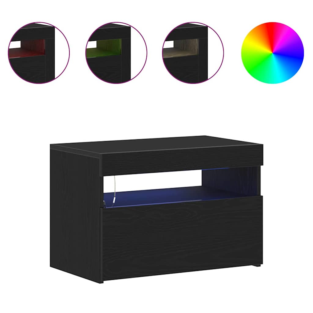 vidaXL Κομοδίνο Μαύρη δρυς 60 x 35 x 40 εκ. Επεξεργασμένο ξύλο