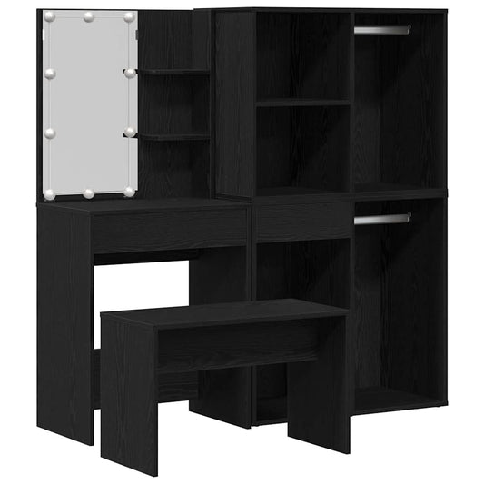 vidaXL Σετ Τραπεζιού Μακιγιάζ με συρτάρι 2 pcs Μαύρο 140 x 40 x 140 εκ