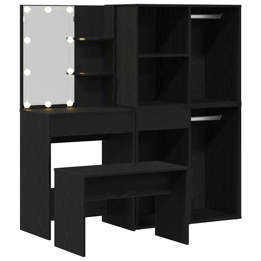 vidaXL Σετ Τραπεζιού Μακιγιάζ με συρτάρι 2 pcs Μαύρο 140 x 40 x 140 εκ