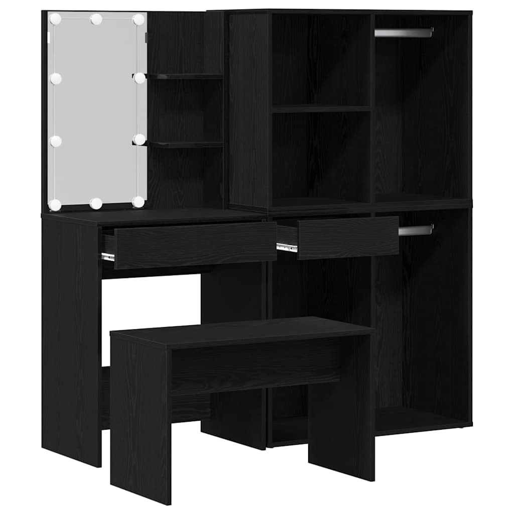 vidaXL Σετ Τραπεζιού Μακιγιάζ με συρτάρι 2 pcs Μαύρο 140 x 40 x 140 εκ