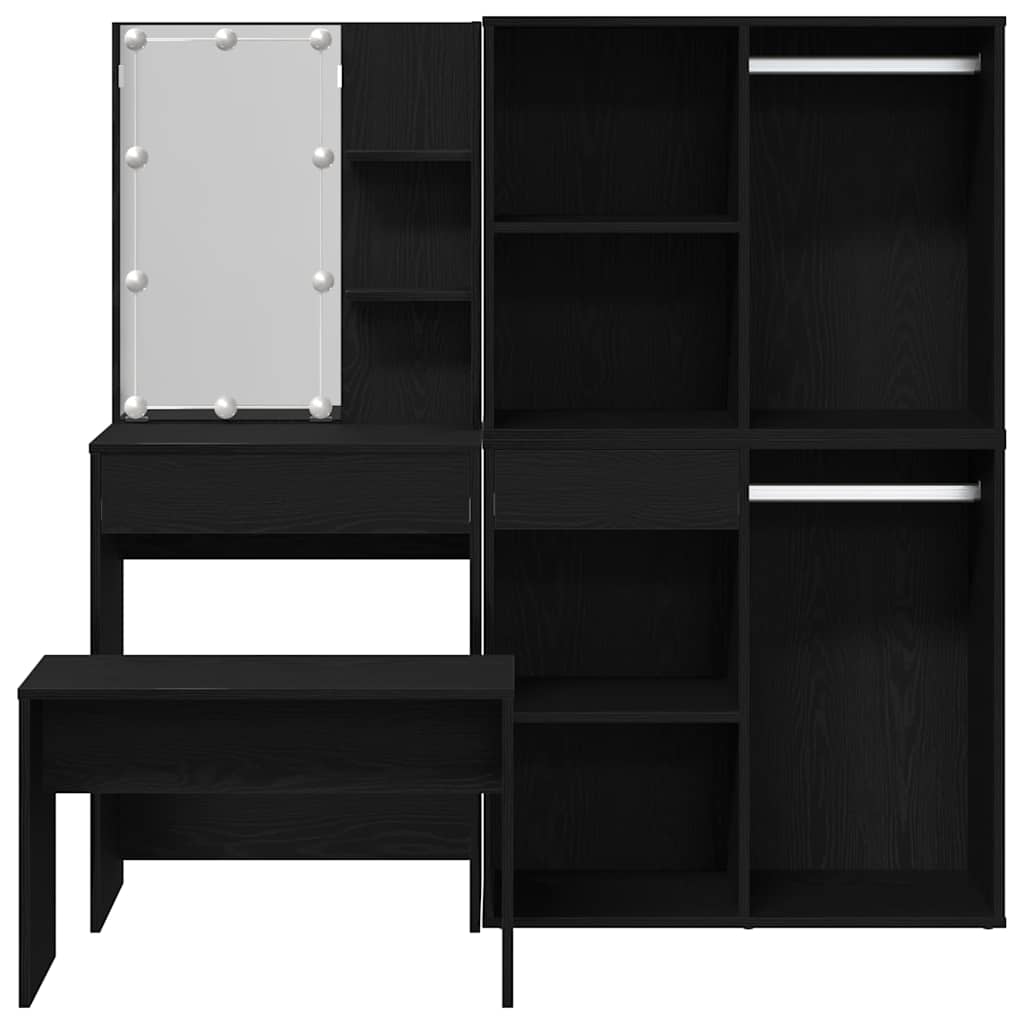 vidaXL Σετ Τραπεζιού Μακιγιάζ με συρτάρι 2 pcs Μαύρο 140 x 40 x 140 εκ
