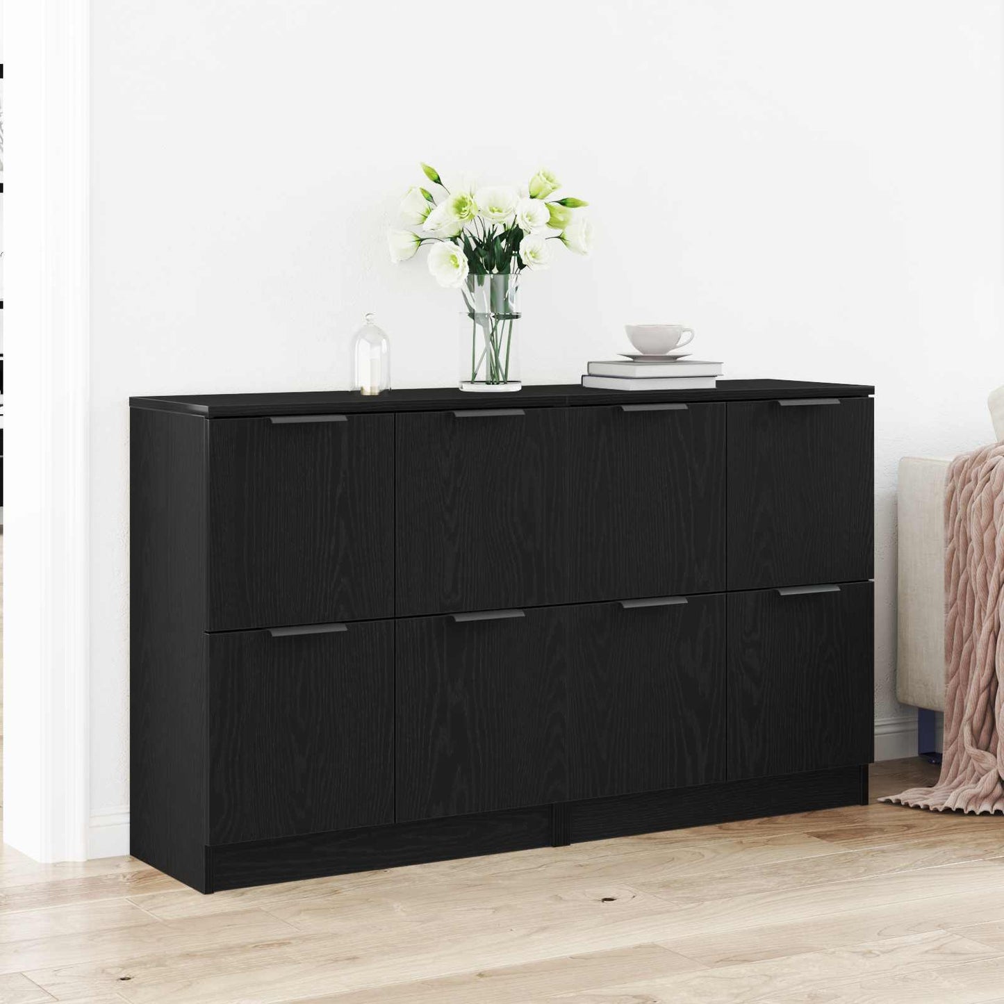 vidaXL Πλαϊνό γραφείο 2 pcs Μαύρη Οξυά 60 x 30 x 70 εκ.