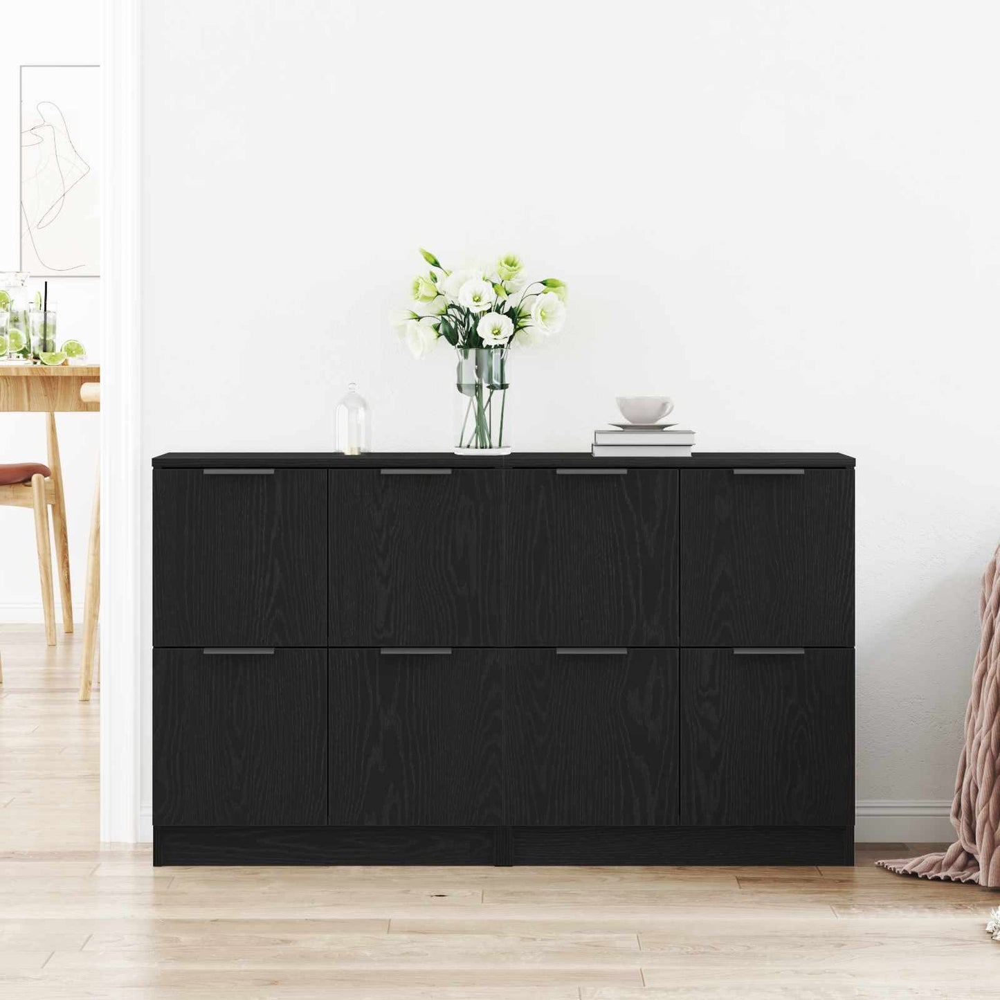 vidaXL Πλαϊνό γραφείο 2 pcs Μαύρη Οξυά 60 x 30 x 70 εκ.
