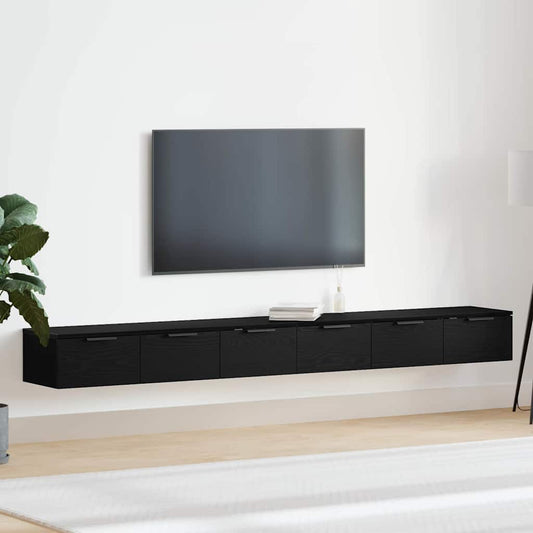 vidaXL Ντουλάπα Τοίχου με συρτάρι 2 pcs Μαύρη δρυς 102 x 30 x 20 εκ.