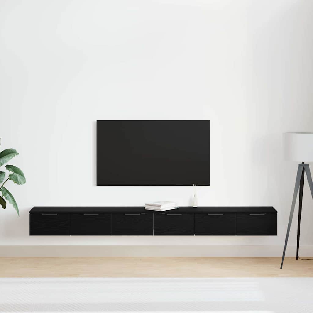 vidaXL Ντουλάπα Τοίχου με συρτάρι 2 pcs Μαύρη δρυς 102 x 30 x 20 εκ.