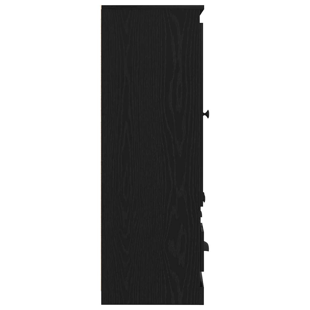 vidaXL Βιβλιοθήκη Μαύρη Οξυά 132 x 35.5 x 103.5 εκ Επεξεργασμένο ξύλο