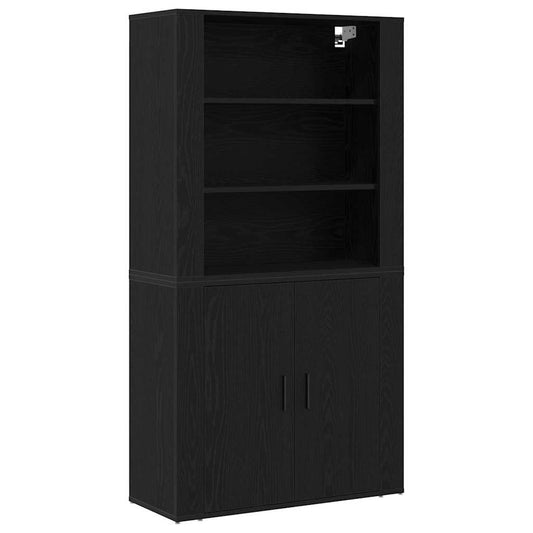 vidaXL Highboard Μαύρη Οξυά 80 x 33 x 150 εκ Επεξεργασμένο ξύλο