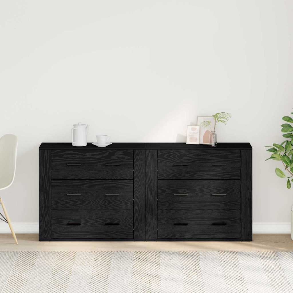 vidaXL Πλαϊνό γραφείο Μαύρη Οξυά 160 x 33 x 70 εκ. Επεξεργασμένο ξύλο