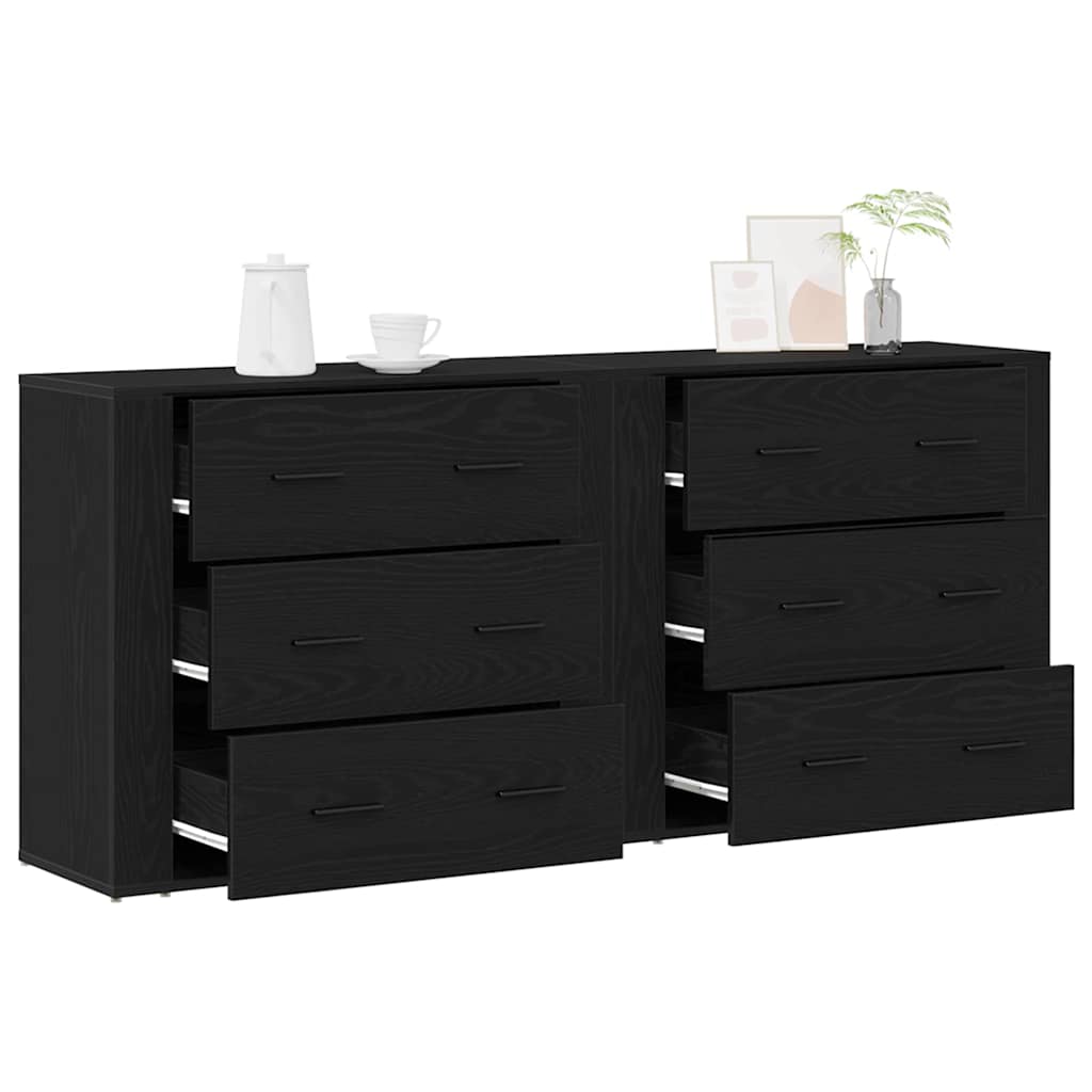 vidaXL Πλαϊνό γραφείο Μαύρη Οξυά 160 x 33 x 70 εκ. Επεξεργασμένο ξύλο