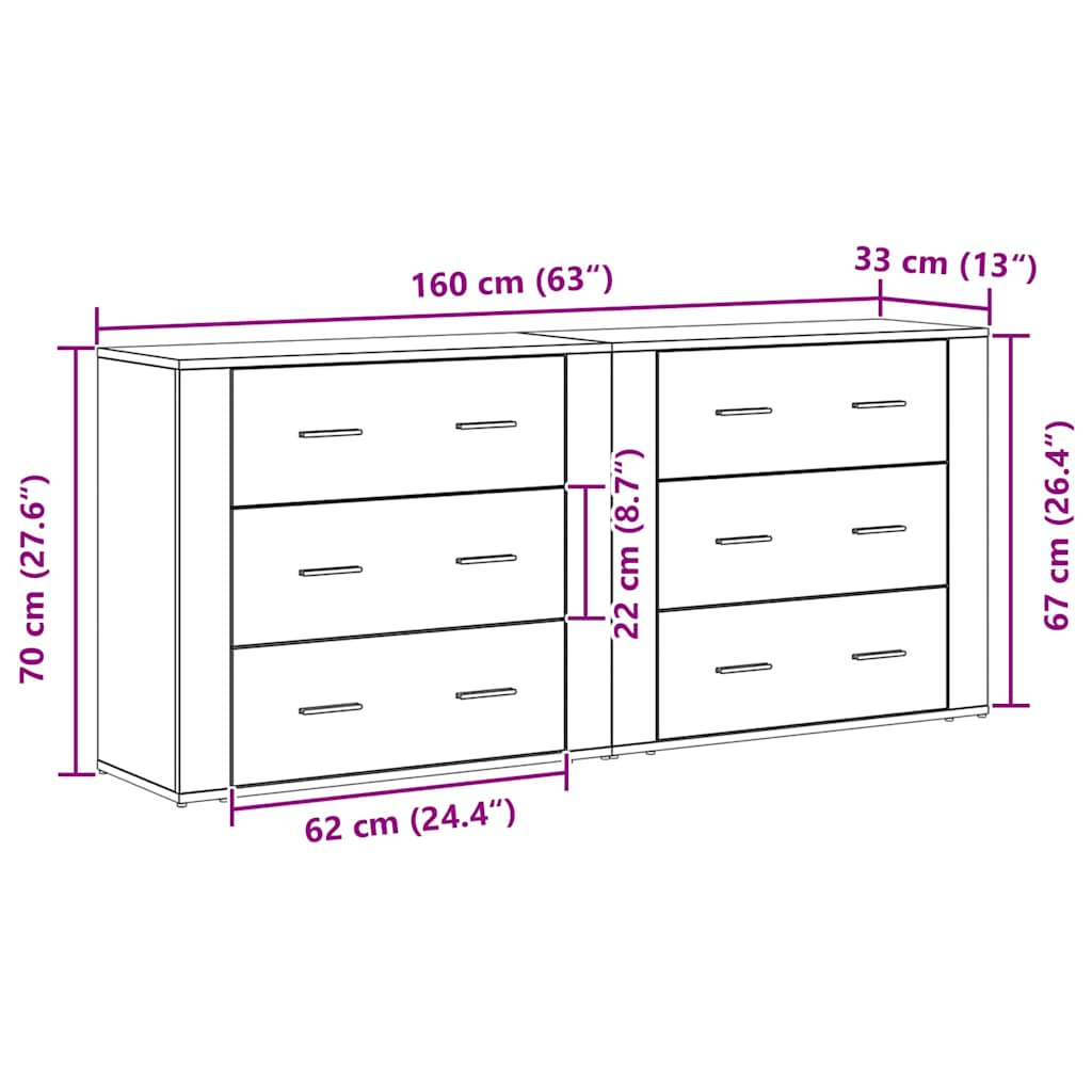 vidaXL Πλαϊνό γραφείο Μαύρη Οξυά 160 x 33 x 70 εκ. Επεξεργασμένο ξύλο