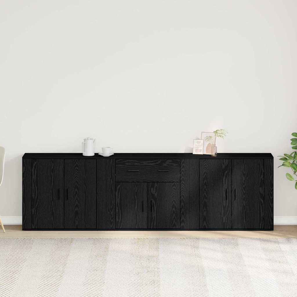 vidaXL Πλαϊνό γραφείο Μαύρη Οξυά 240 x 33 x 70 εκ. Επεξεργασμένο ξύλο