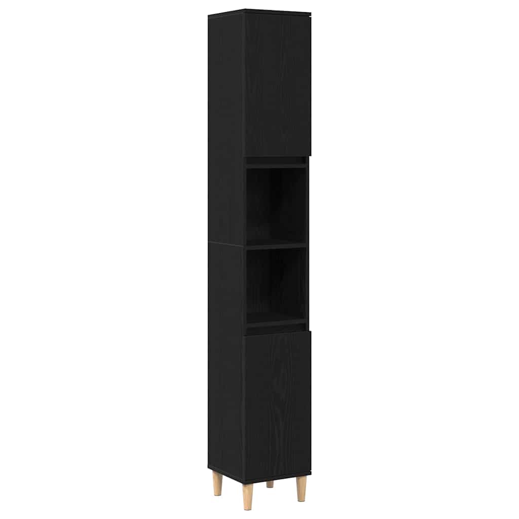 vidaXL Σετ Επίπλων Μπάνιου με συρτάρι 3 pcs Μαύρο 30 x 30 x 180 cm