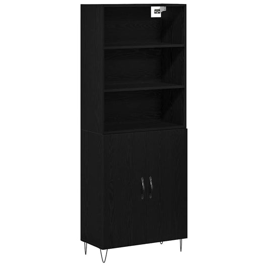 vidaXL Υψηλό Ντουλάπι Μαύρης Δρυός 69.5x34x180 εκ. Μοριοσανίδες
