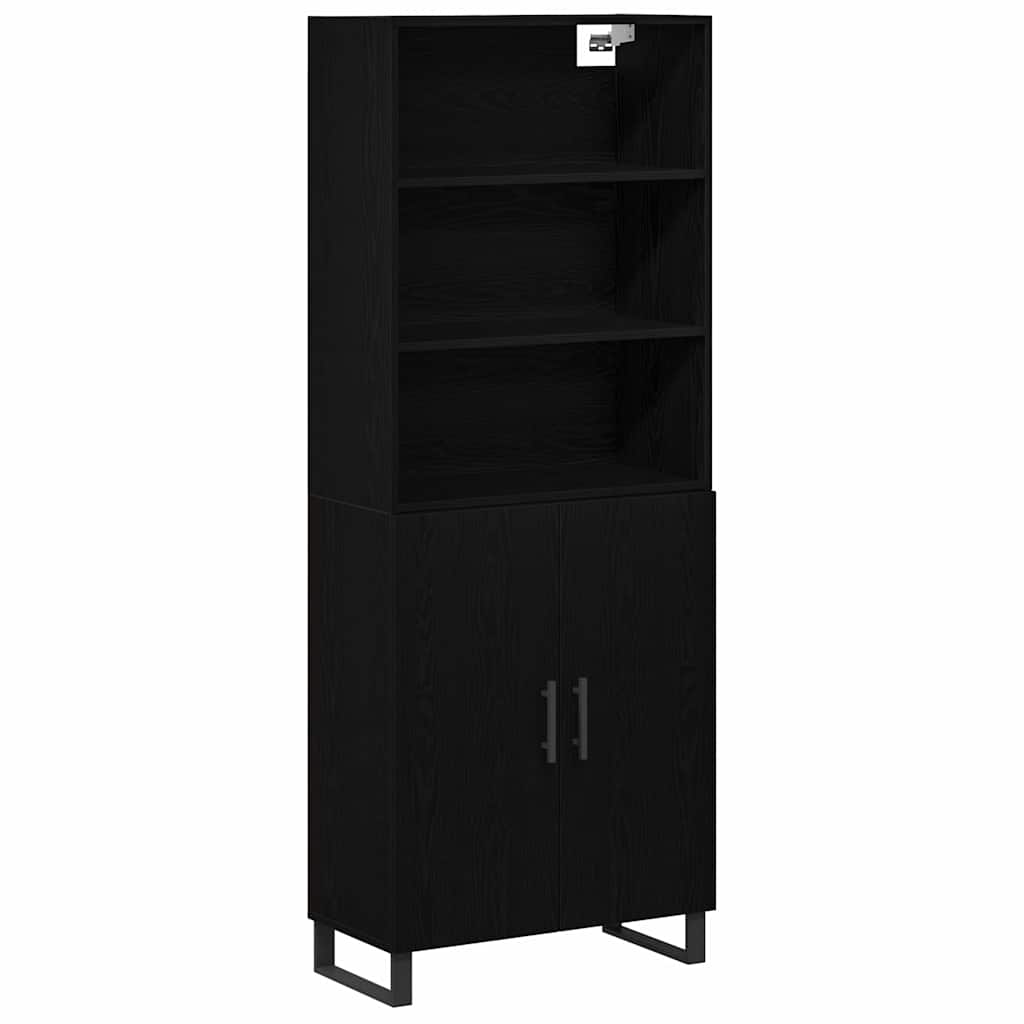 vidaXL Highboard 2 pcs Μαύρη Οξυά Επεξεργασμένο ξύλο
