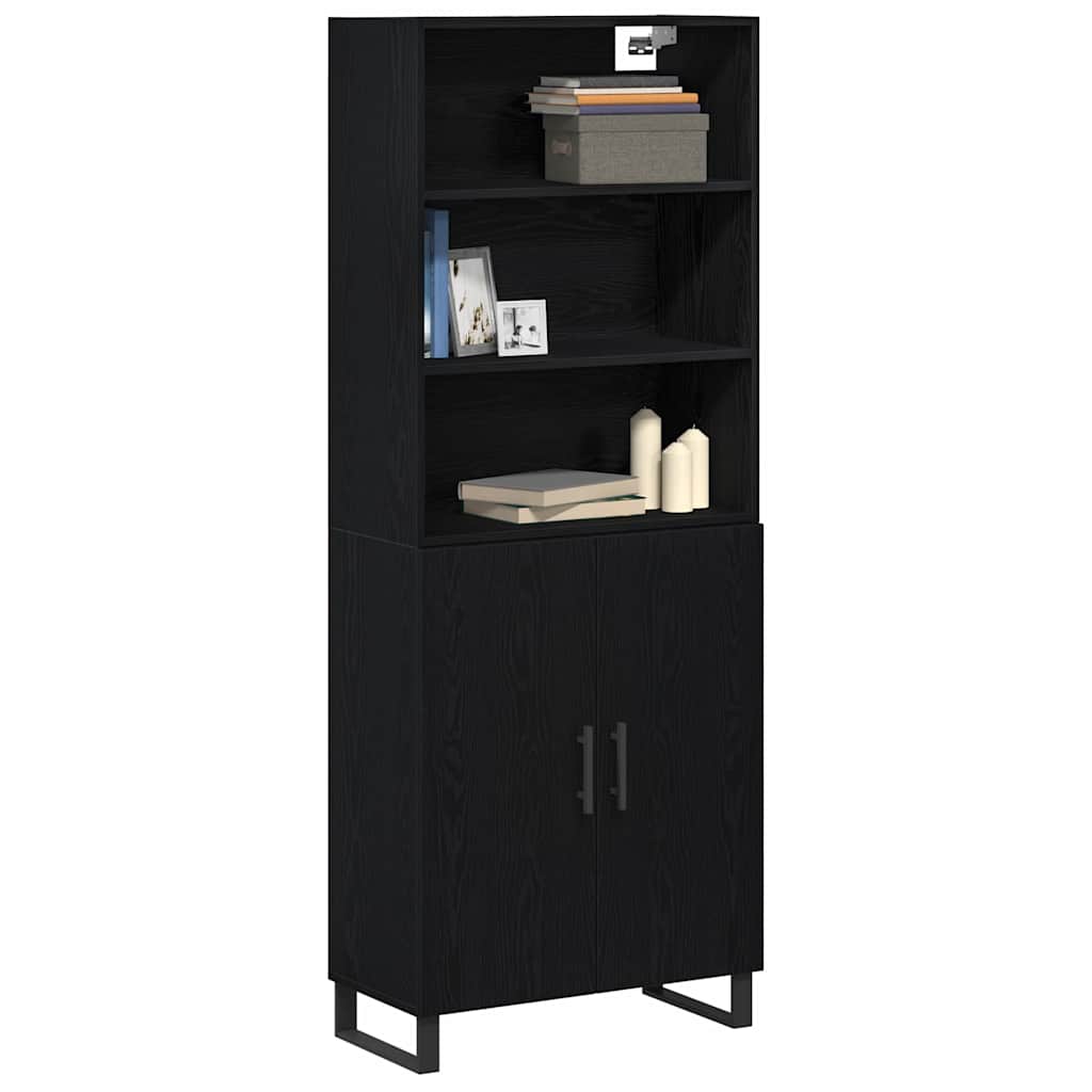 vidaXL Highboard 2 pcs Μαύρη Οξυά Επεξεργασμένο ξύλο