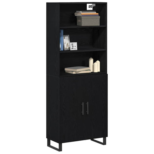 vidaXL Highboard 2 pcs Μαύρη Οξυά Επεξεργασμένο ξύλο