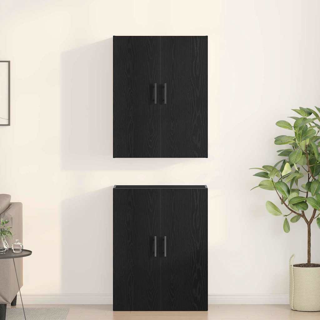 vidaXL Ντουλάπια 2 τεμάχια Μαύρο Δρυ 69,5x34x180 εκ, Επεξεργασμένο Ξύλο.