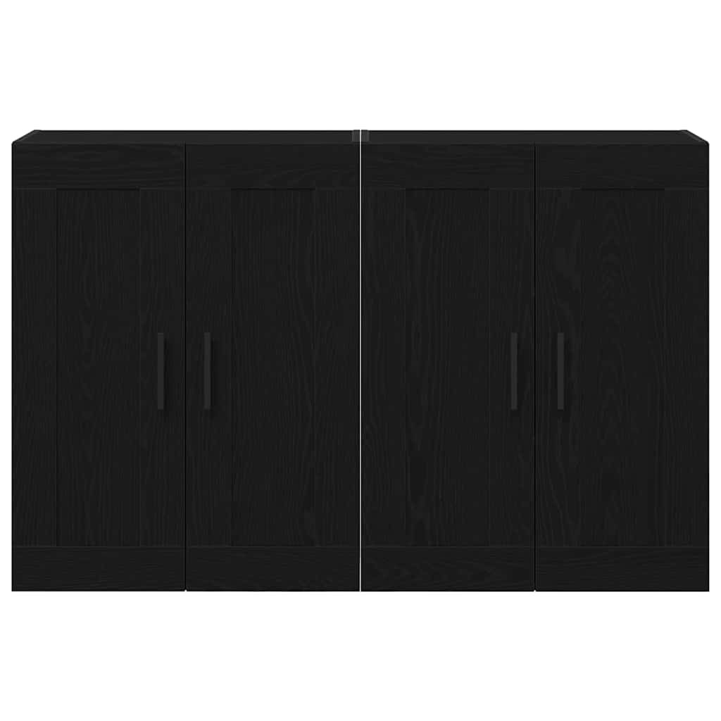 vidaXL Ντουλάπια Τοίχου 2 τεμαχίων Μαύρης Βελανιδιάς Επεξεργασμένου Ξύλου