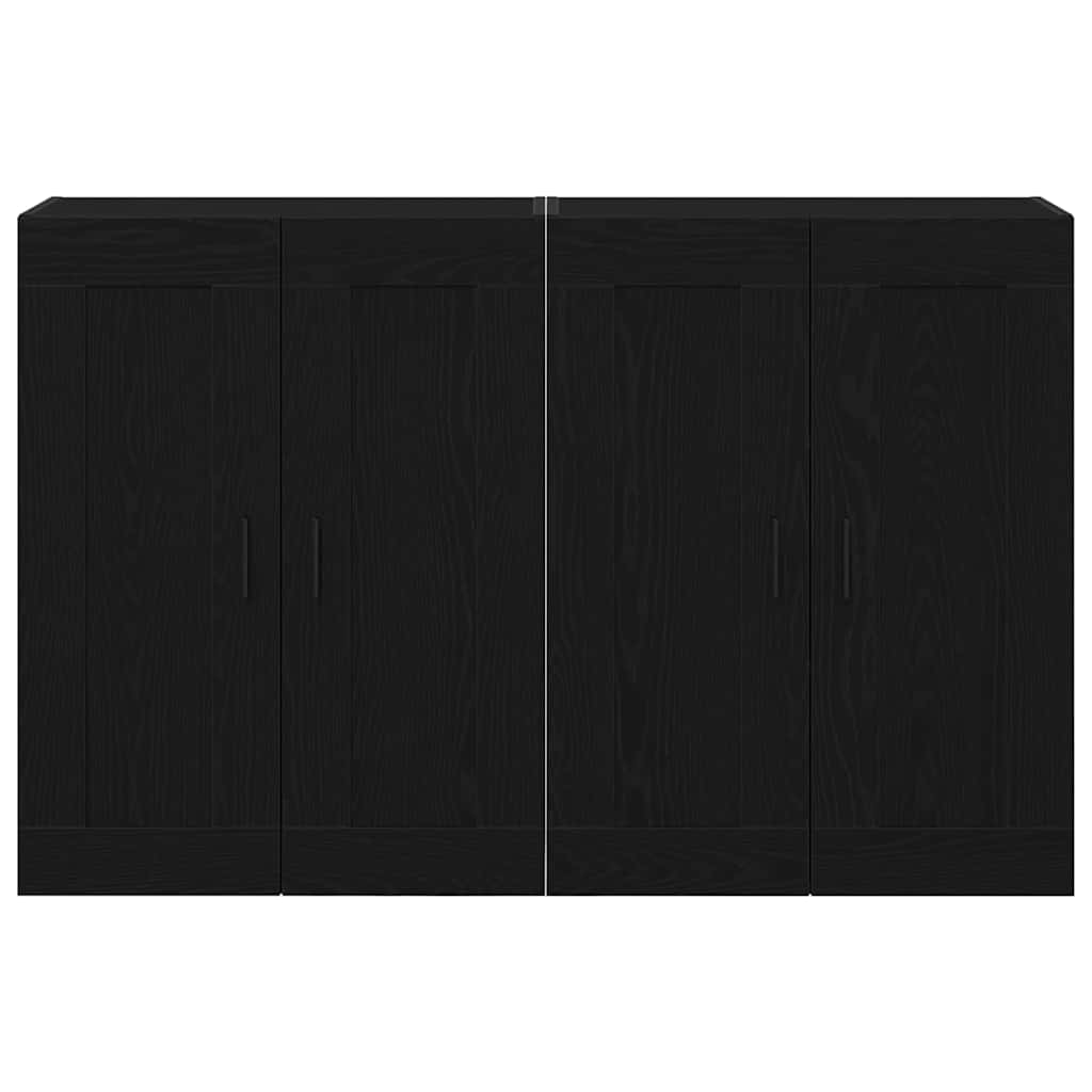 vidaXL Τοίχου Ντουλάπια 2 τμχ Μαύρης Βελανιδιάς Κατασκευασμένου Ξύλου