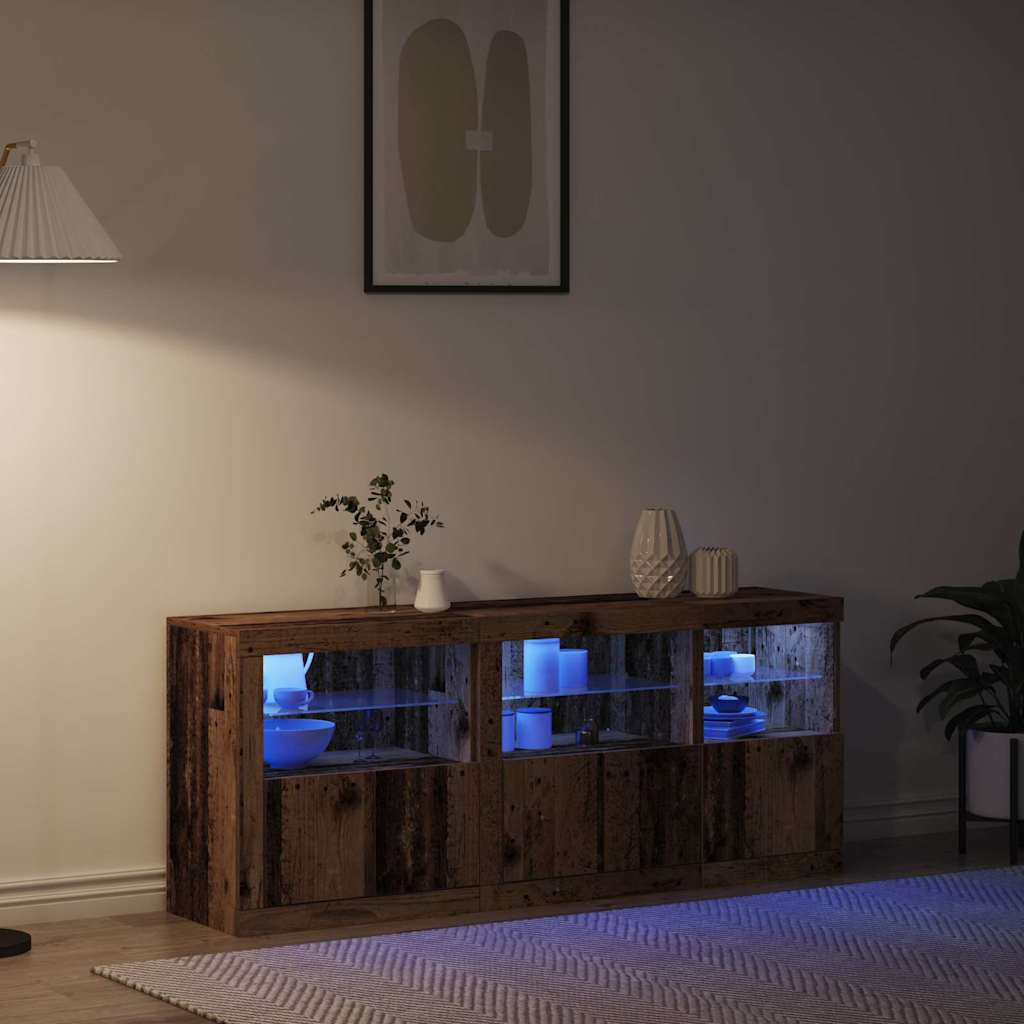 vidaXL Πλευρικό Τραπέζι LED Παλιό ξύλο 162 x 37 x 67 εκ.