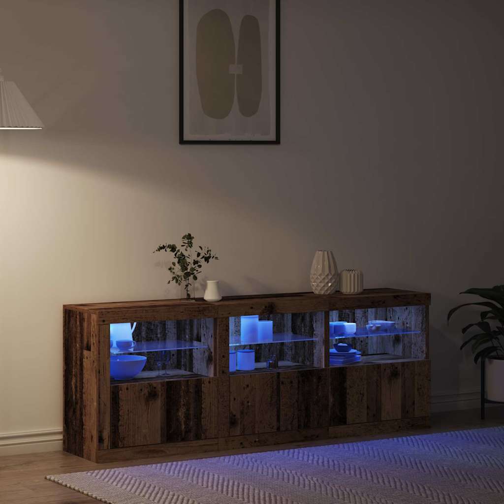 vidaXL Πλευρικό Τραπέζι LED Παλιό Ξύλο 181 x 37 x 67 εκ.