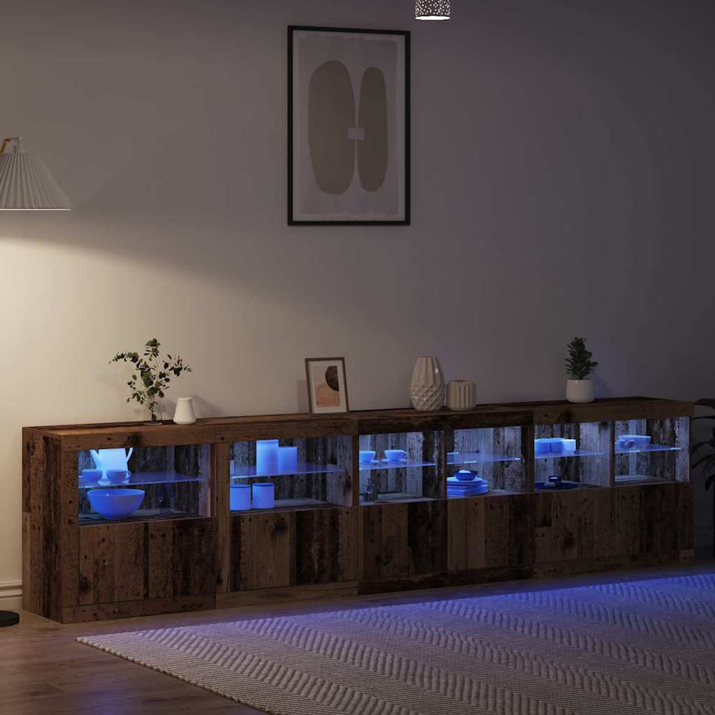 vidaXL Πλευρικό Τραπέζι LED Παλιό ξύλο 283 x 37 x 67 εκ