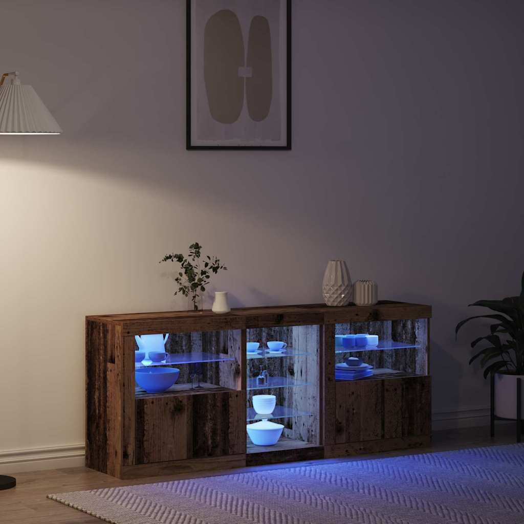 vidaXL Πλευρικό Τραπέζι LED Παλιό ξύλο 162 x 37 x 67 εκ.
