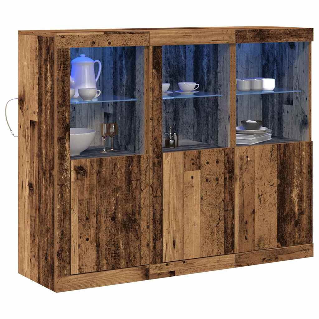 vidaXL Πλαϊνό γραφείο 3 pcs Παλαιό ξύλο 123 x 37 x 100 εκ