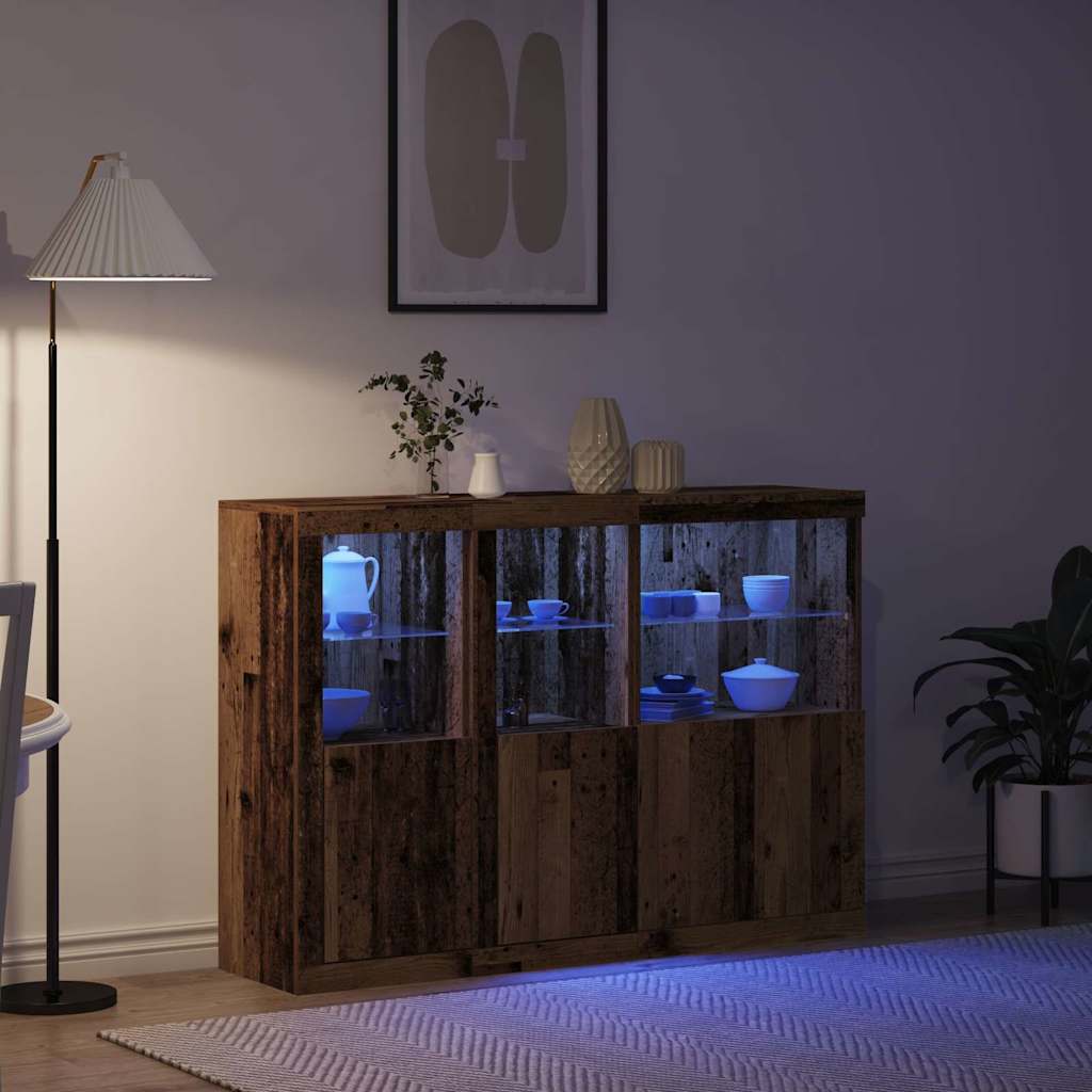 vidaXL Μπουφές με LED Φωτισμό Παλιού Ξύλου 142.5x37x100 cm