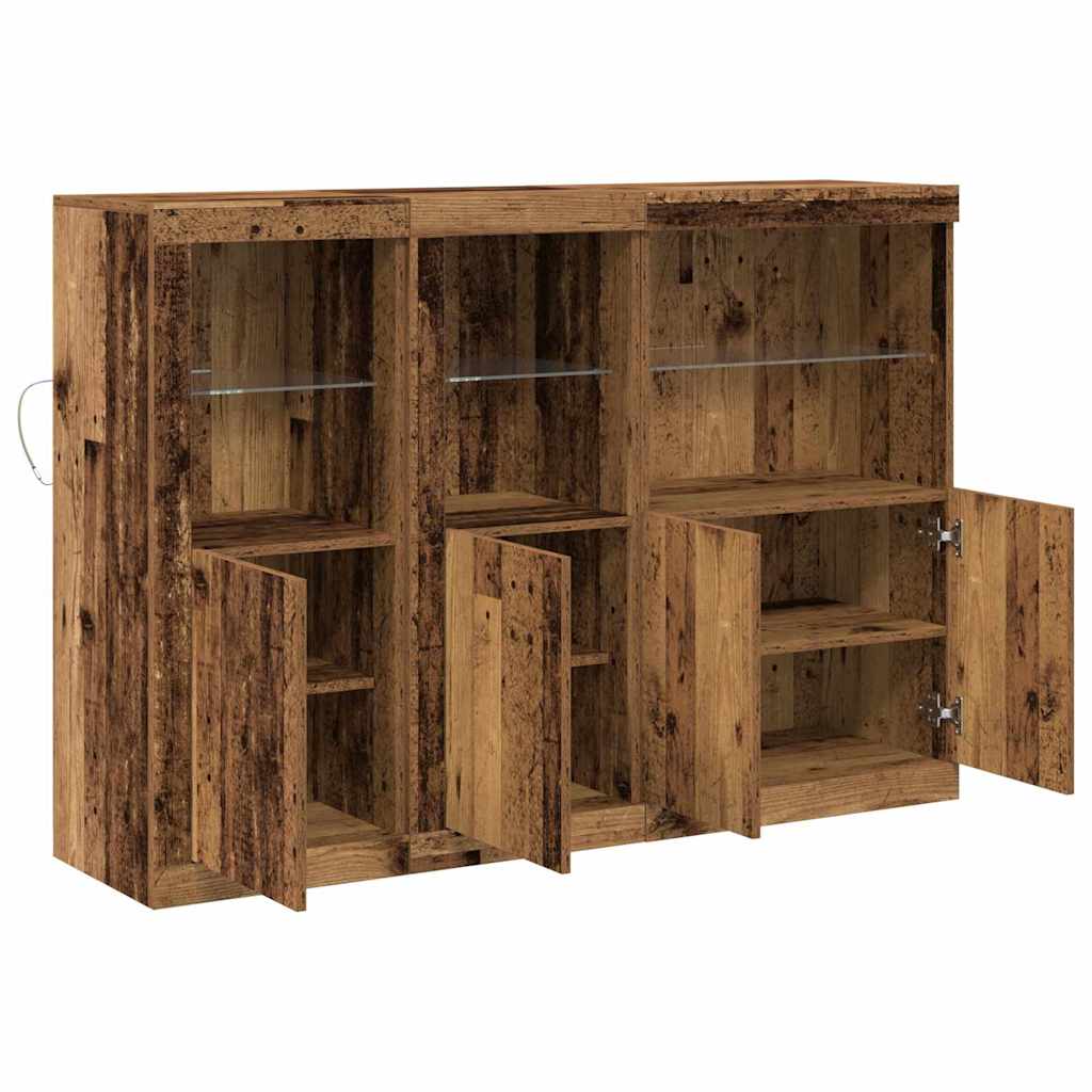 vidaXL Μπουφές με LED Φωτισμό Παλιού Ξύλου 142.5x37x100 cm