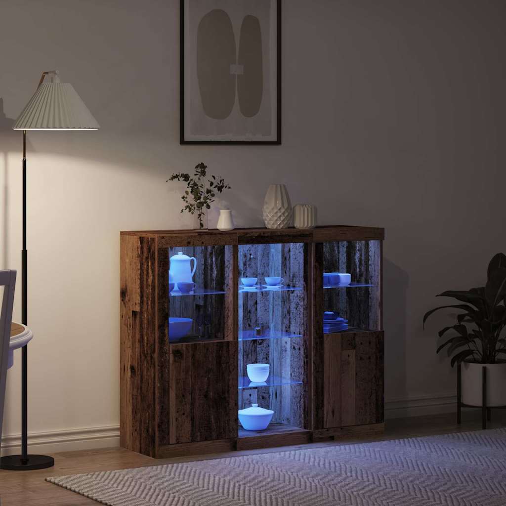 vidaXL Μπουφές με LED φώτα από Παλιό ξύλο 123x37x100 εκ. Επεξεργασμένο ξύλο