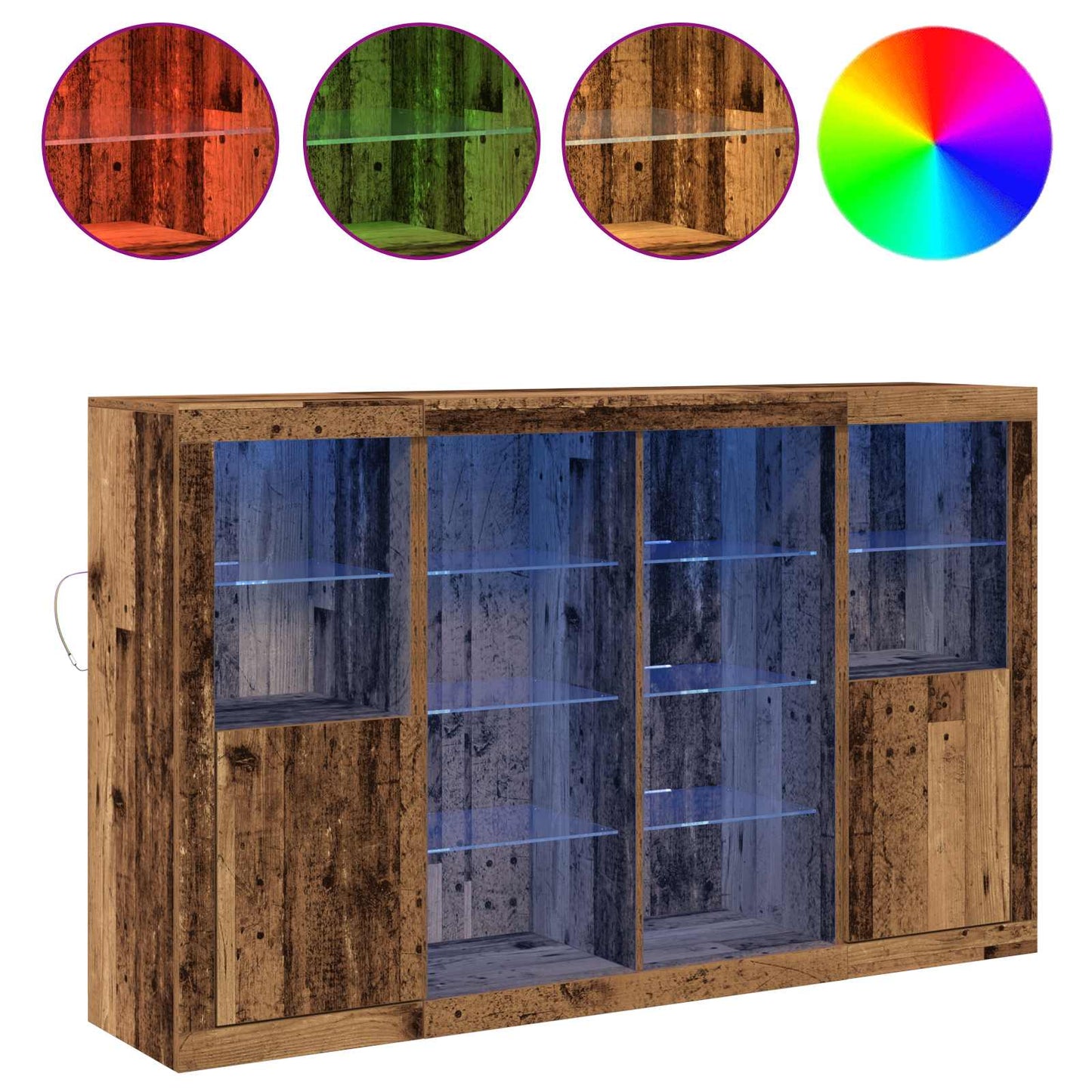 Μπουφές vidaXL με LED Φώτα Παλαιό Ξύλο 163x37x100 cm Κατασκευασμένο Ξύλο