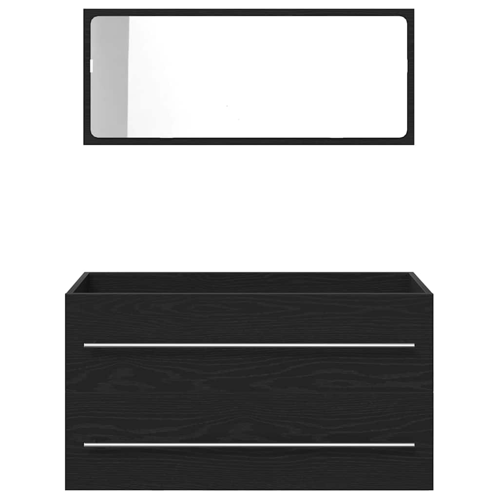 vidaXL Ντουλάπα νιπτήρα με λεκάνη 3 pcs Μαύρη δρυς 90 x 38.5 x 48 cm