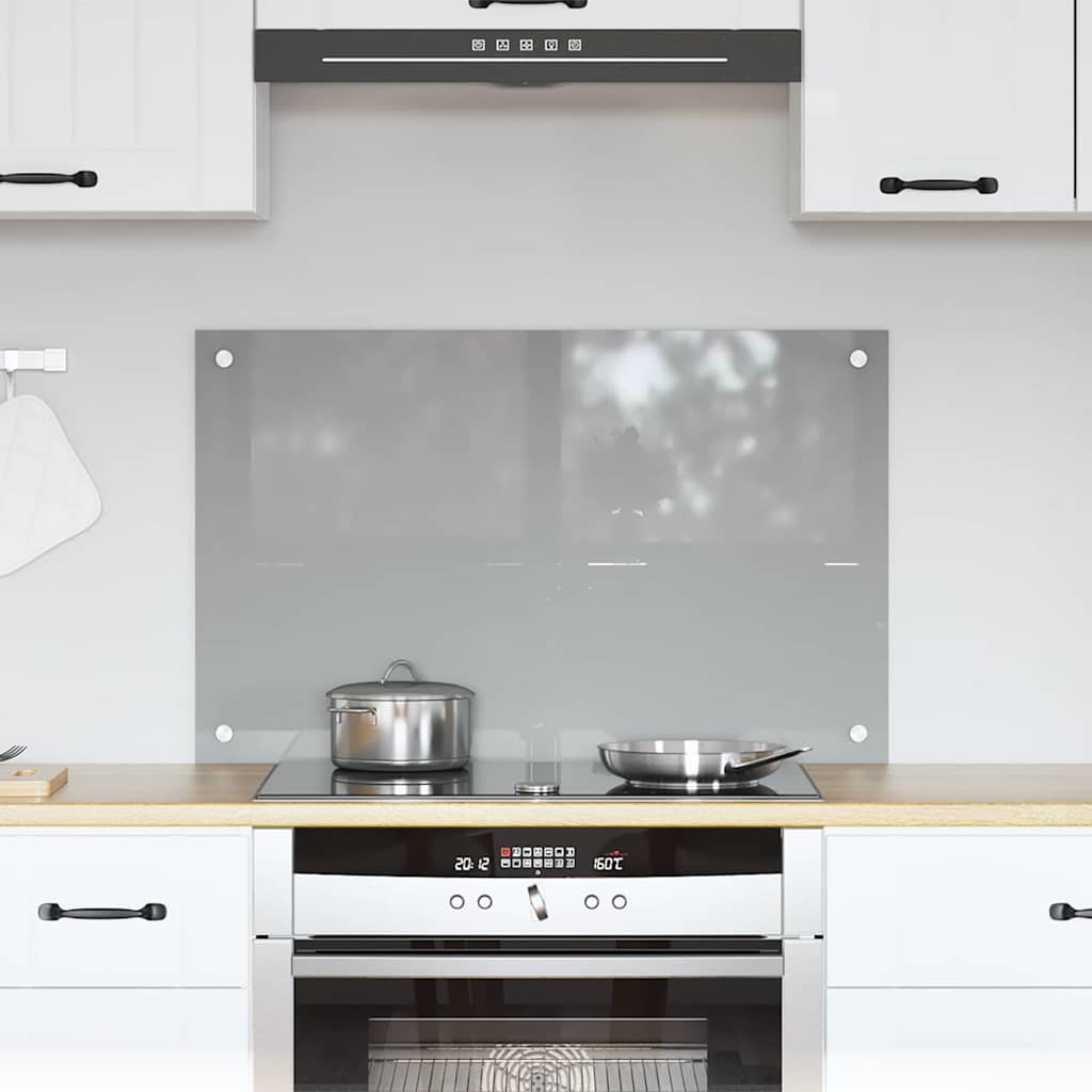 vidaXL Πλάτη κουζίνας Ανοιχτό γκρι 80 x 50 cm σκληρυμένο γυαλί