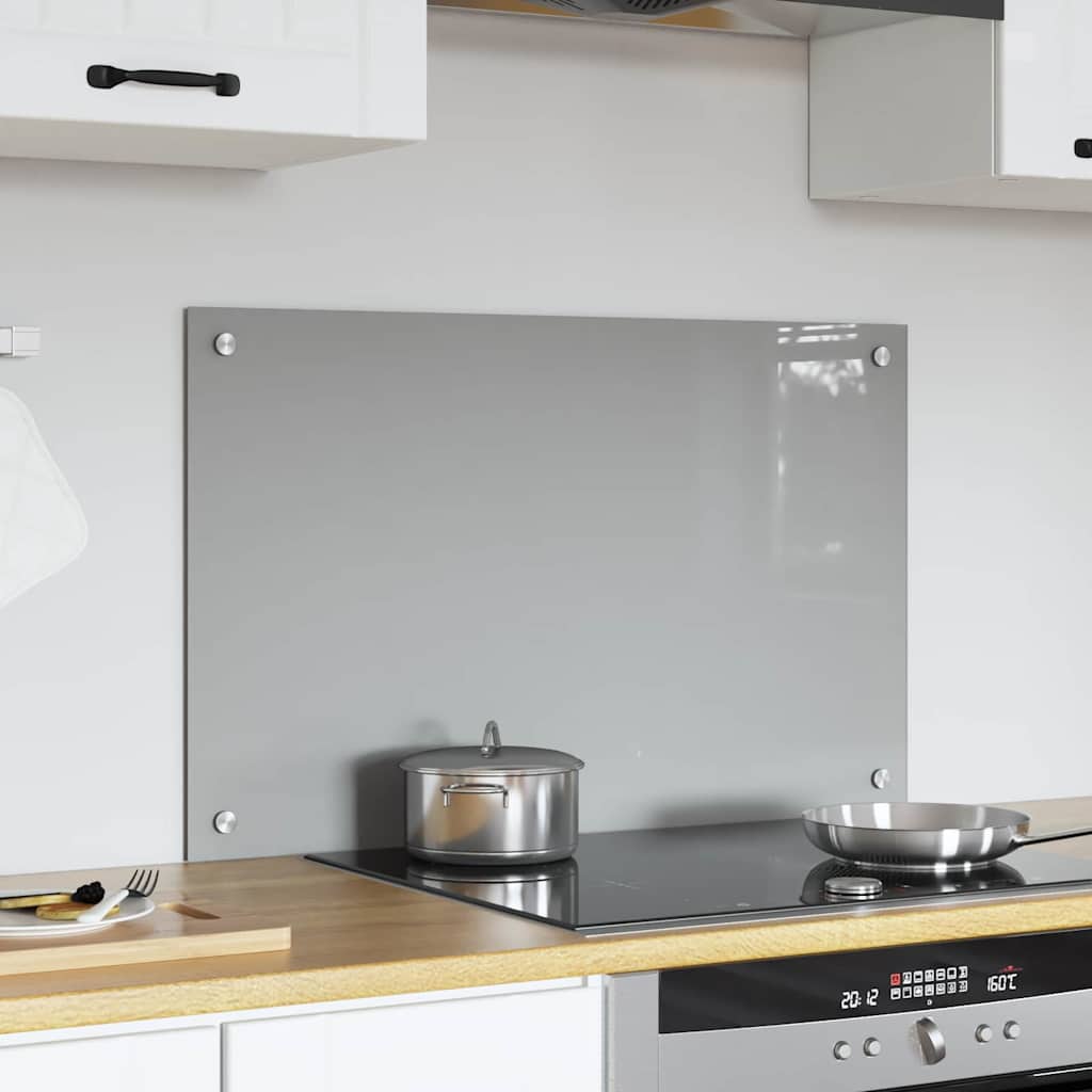vidaXL Πλάτη κουζίνας Ανοιχτό γκρι 80 x 50 cm σκληρυμένο γυαλί