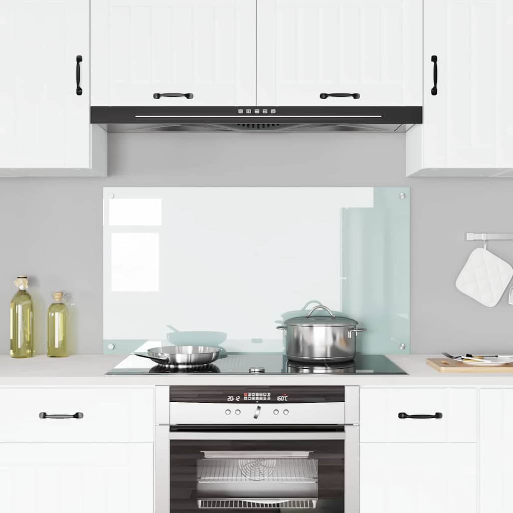vidaXL Πλάτη κουζίνας Λευκό 110 x 60 cm σκληρυμένο γυαλί