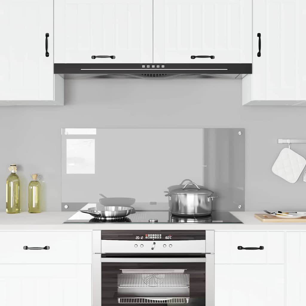vidaXL Πλάτη κουζίνας Ανοιχτό γκρι 110 x 50 cm σκληρυμένο γυαλί