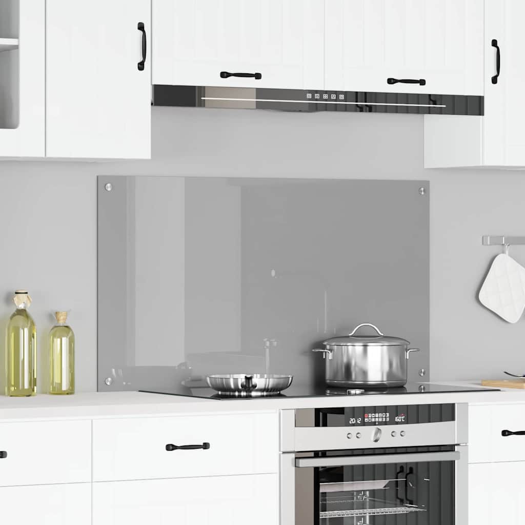 vidaXL Πλάτη κουζίνας Ανοιχτό γκρι 110 x 60 cm σκληρυμένο γυαλί