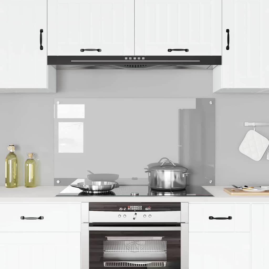 vidaXL Πλάτη κουζίνας Ανοιχτό γκρι 110 x 60 cm σκληρυμένο γυαλί